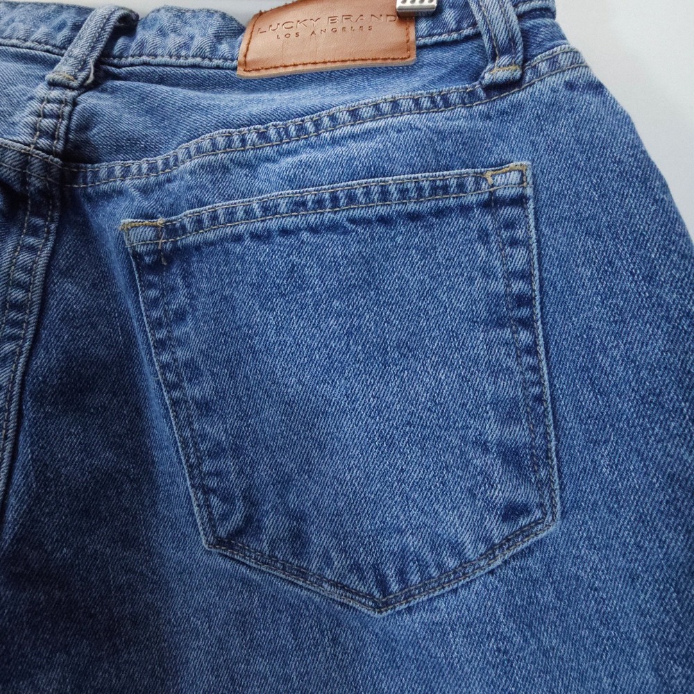 Lucky Brand Drew Mom Jeans Womens 6/28 Blue Vintage High Rise Raw Hem Straight - Picture 4 of 12